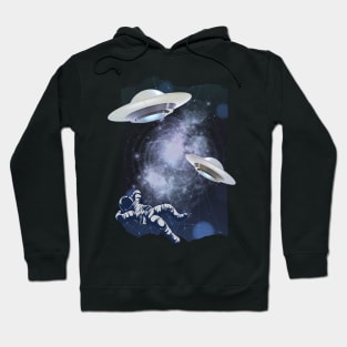 Ufo alien funny cute flying spaceship astronaut moon mars cosmic forest Hoodie